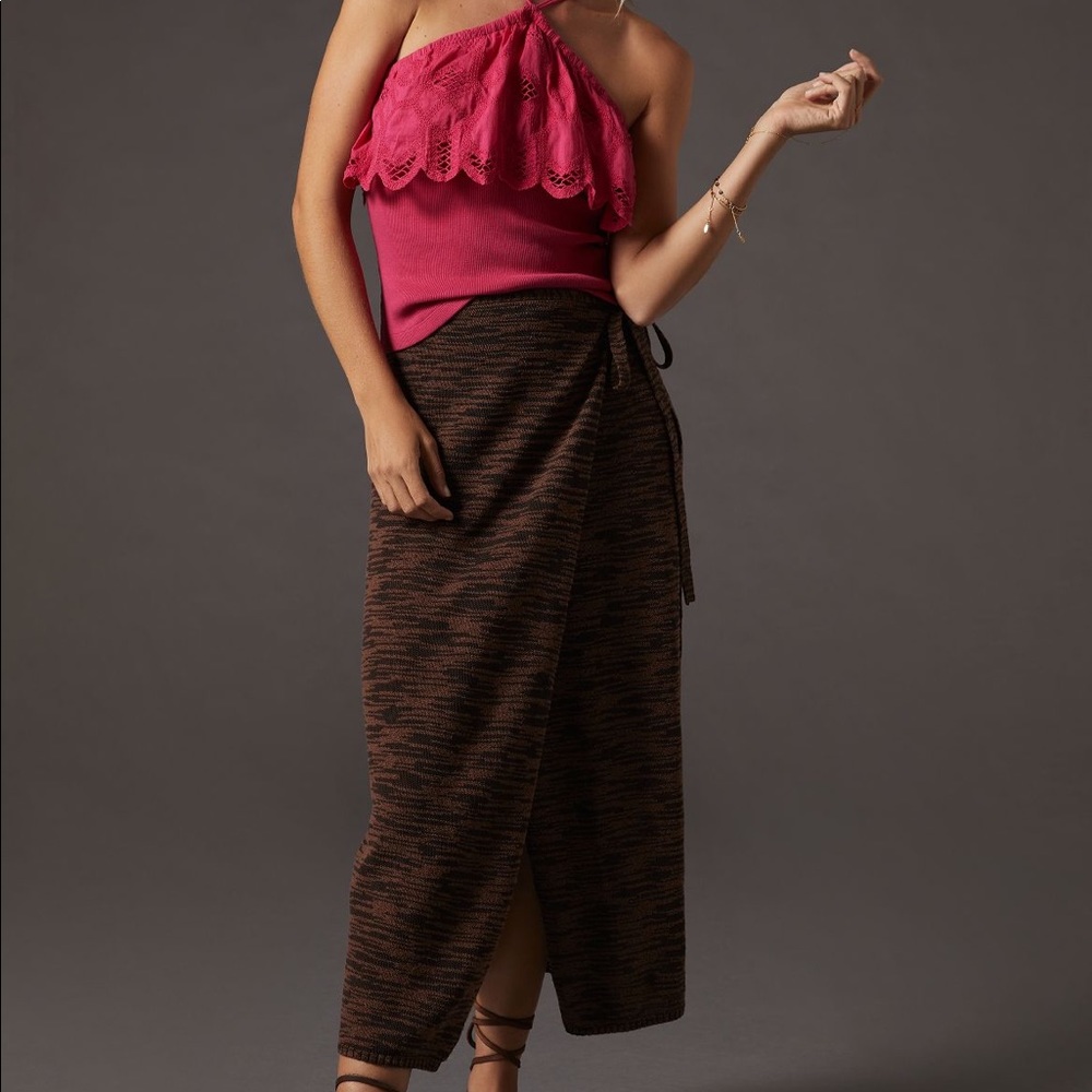 NWT Anthropologie Ruffled Halter Tank in Raspberry Med Pink Large $88 - Picture 5 of 8